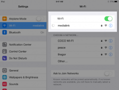 Wi-Fi settings on the iPad. Cannot connect